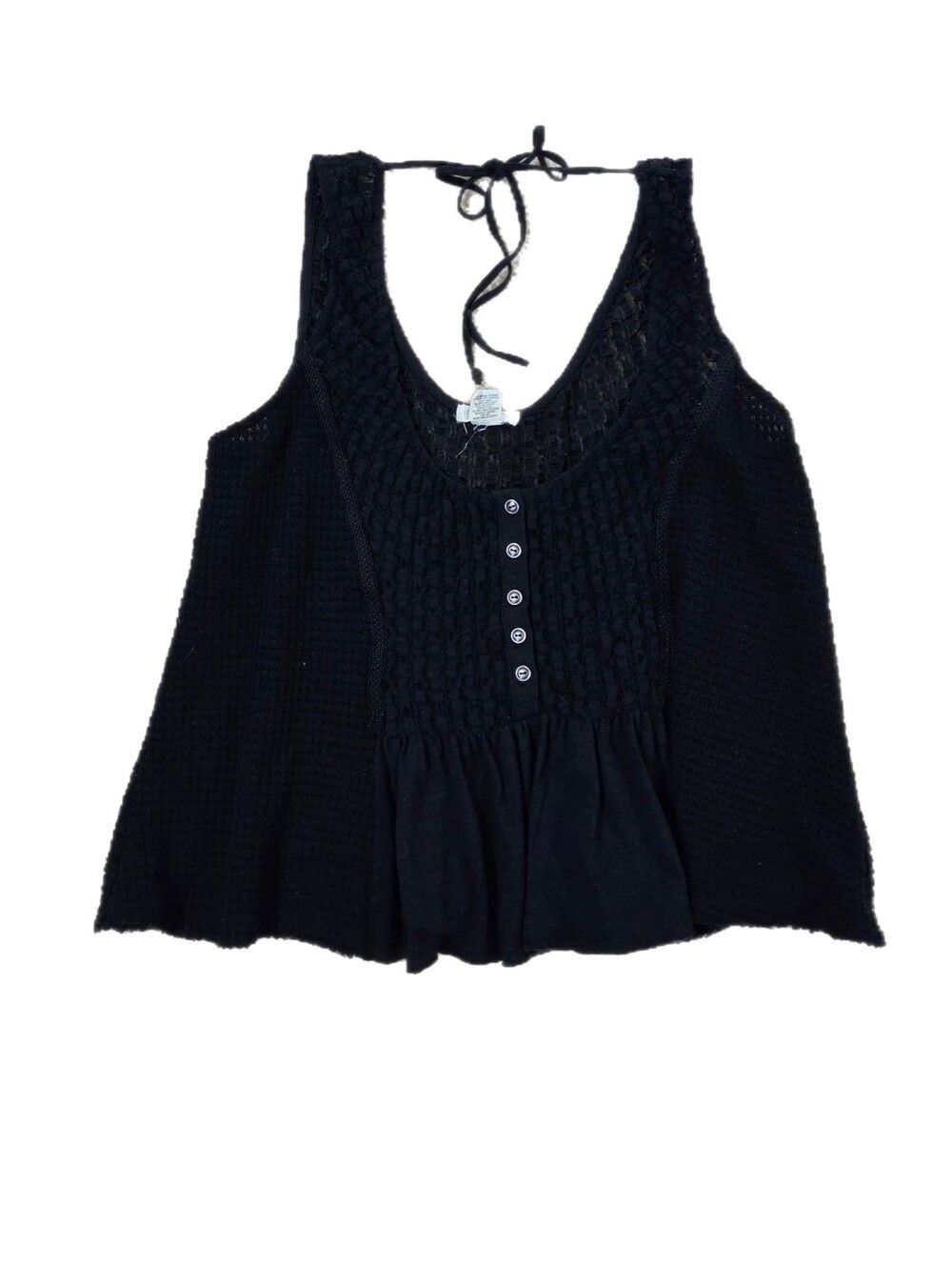 Torrid Festi Black Lace Boho Peplum Top Tank Size 0 XL Textured Coquette - Picture 2 of 6
